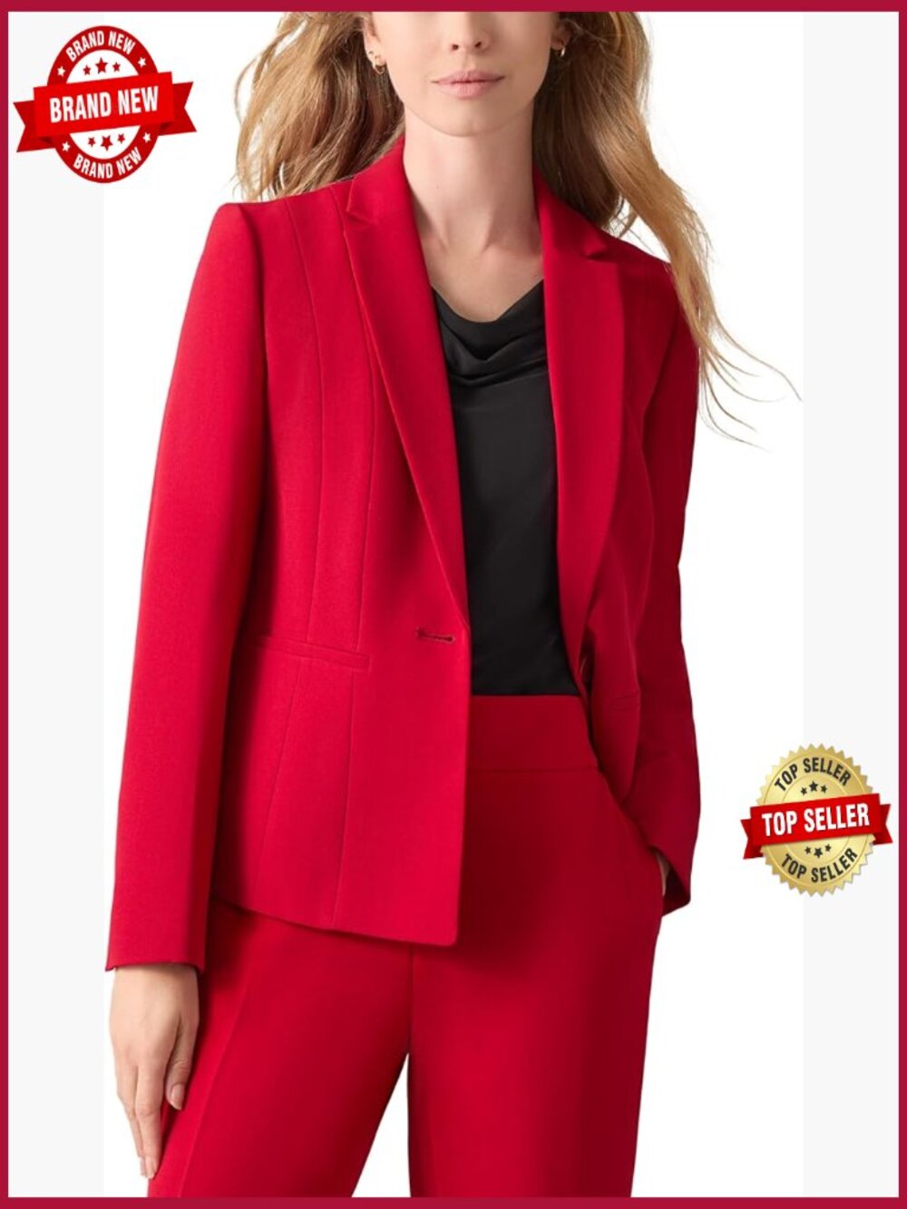 Stretch Crepe One-Button Blazer Business Casual Office Wear